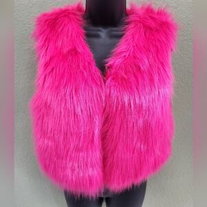 Vibrant Pink Faux Fur Vest Sz S